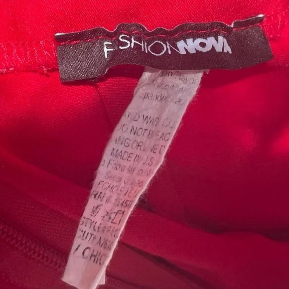 Fashion Nova Red Skinny Pants with Bow Detail - Picture 2 of 10